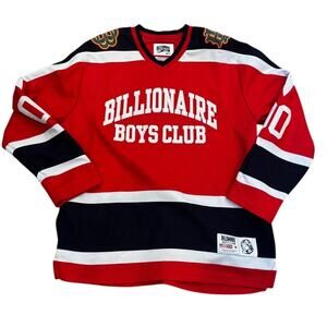 Billionaire Boys Club Don’t Give A Puck Long Sleeve Knit Hockey Jersey Red Small